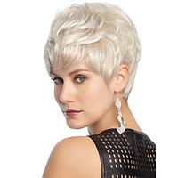 White Color Short Curly Wigs Capless Synthetic Wigs For Women