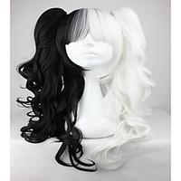 White Mix Black 70cm Classical Anime Wavy Braided Fashion Cosplay Lolita Full Wig