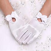 White Wrist Length Fingertips Glove Flower Tulle Bridal Gloves for Wedding Dress AccessoriesDIY Pearls and Rhinestones