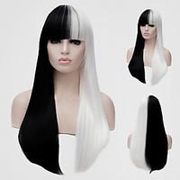 White and black long straight hair and the wind nightclub performances Street color million with a partial wig
