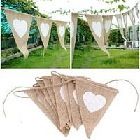 White Heat Triangles Jute Flag Banner Linen Bunting Garland Wedding Party Decorate (Size: 1, Color: Light brown)