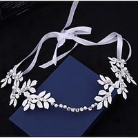 White Leaf Elegant Pearl Crystal Headpiece-Wedding Special Occasion Outdoor Tiaras Headbands Head Chain Hair Tool Wedding Bride Jewelry 1 Piece