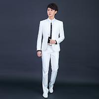 White Polyester Slim Fit Two-Piece Tuxedo