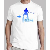 white shirt - blue silhouette