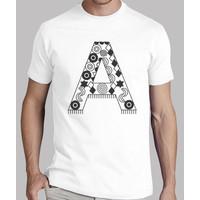 white t shirt with the letter a