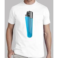 white shirt blue lighter