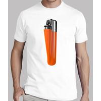 white shirt orange lighter