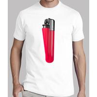 white shirt red burner