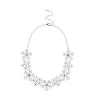 White Crystal Embellished Floral Collar Necklace