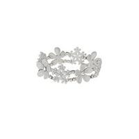 White Crystal Embellished Floral Cuff Bracelet