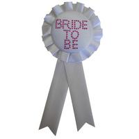 White Diamante Bride To Be Rosette