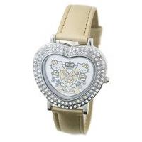 White Gold Hello Kitty Diamante Heart Shaped Watch