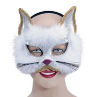 White Glitter Cat Mask On Headband