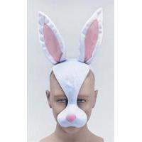 White Children\'s Rabbit Mask On Headband With Sound