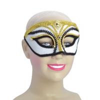 White Eye Mask With Gold & Black Trim
