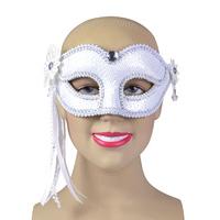 White Sequin Masquerade Eye Mask
