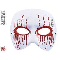White Psycho Mask With Red Glitter Bleeding Eyes For Fancy Dress Accessory