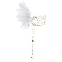 White Eyemask On A Stick Withfeathers Vanity Star Masks Eyemasks & Disguises