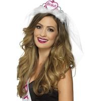 White & Pink Braut Tiara