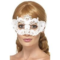 White Embroidered Lace Filigree Floral Eye Mask