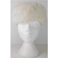 white faux fur headband with black and white raccoon style tail