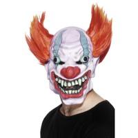 White Overhead Latex Clown Mask.