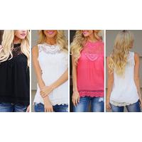 White 10 Sleeveless Lace Blouse - 3 Colours