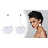 White pom-pom ear rings