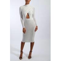 White Wrap Front Midi Dress