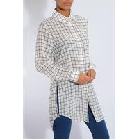 White Monochrome Check Print Shirt