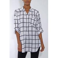 White Checked Oversized Blouse