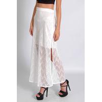 White Zig-Zag Patterned Maxi Skirt