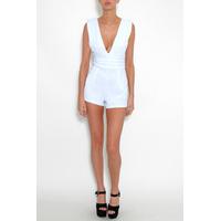 White Deep V Playsuit