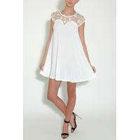 White Capped Sleeve Shift Dress