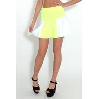 White and Lime Panel Skirt