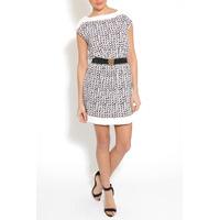 white and black dogtooth dress