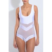 White Mesh Insert Swimsuit