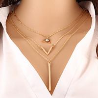 Wholesale Women Necklace European Style Triangle V Shape Layered Chain Necklace