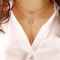 wholesale women necklace european style rhinestone layered chain neckl ...