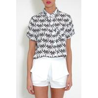 White And Black Palm Print Shirt