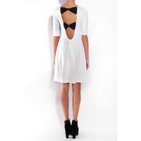 White Jersey Dress With Bow Detail Back