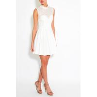 White Crochet Neck Skater Dress