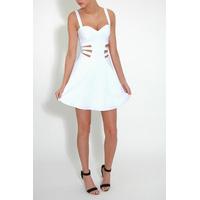 White Side Cut Out Skater Dress