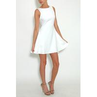 white scooped back skater dress