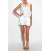 White Sheer Keyhole Front Chain Trim Playsuit