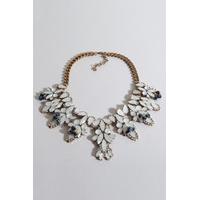 White And Gold Floral Gem Detail Necklace