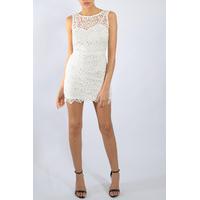 White Crochet Backless Mini Dress