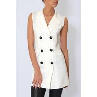 White Double Breasted Sleeveless Jacket