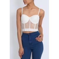 white fishnet bralet