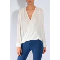 White Chiffon Wrap Blouse